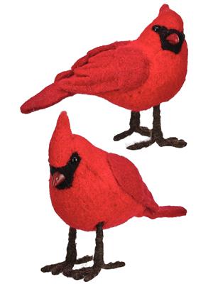 Wool Standing Cardinal 6" Asst/2 Red