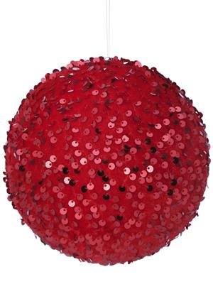 Sequin Ball Ornament 6" Red