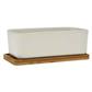 Cer. Planter w/Wood Plate 6.75"x 2.5"