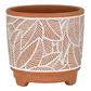 Rnd White Leaf Ceramic Pot 4.75"